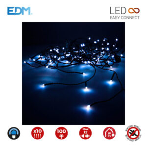 CORTINA EASY-CONNECT 2X1MTS 10 TIRAS 100 LEDS AZUL 30V (INTERIOR-EXTERIOR) EDM TOTAL 1