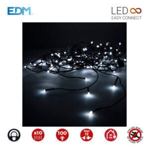 CORTINA EASY-CONNECT 2X1MTS 10 TIRAS 100 LEDS BLANCO FRIO 30V (INTERIOR-EXTERIOR) EDM TOTAL 1