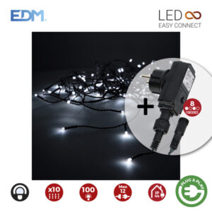 CORTINA CON PROGRAMDOR  2X1MTS 10 TIRAS 100 LEDS BLANCO FRIO EDM