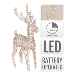 RENO DORADO CON 50 LEDS 45CM LUZ CALIDA