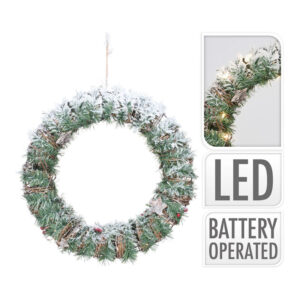 CORONA DECORATIVA DE RATTAN CON LED 40CM