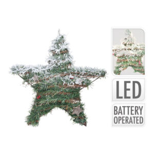 ESTRELLA DECORATIVA DE RATTAN CON LED 40CM