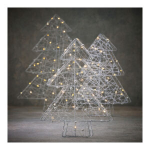 SET 3 ARBOLES PLATEADOS A PILAS LUZ FRIA