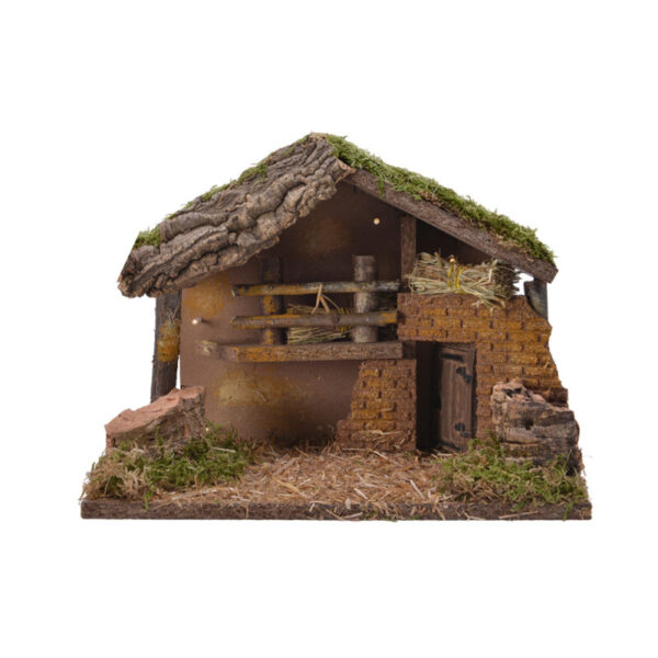 CASA PARA BELEN NAVIDEÑO CON LED Y MUSGO